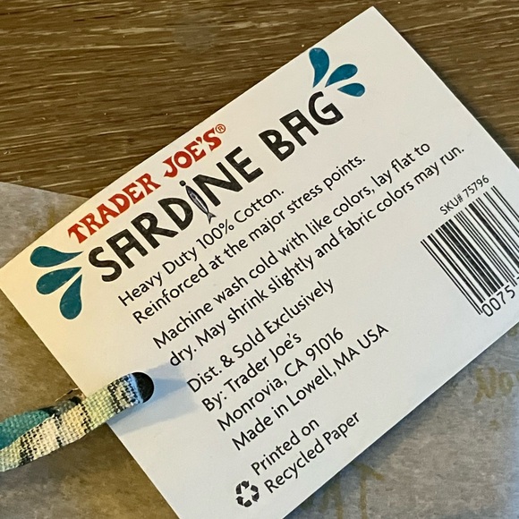 (2) Trader Joe’s canvas tote Sardines BUNDLE OF 2 - Picture 6 of 6